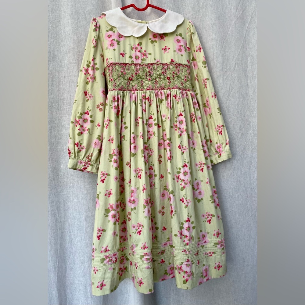 Laura Ashley Smocked Floral Cotton Dress Sz 6X